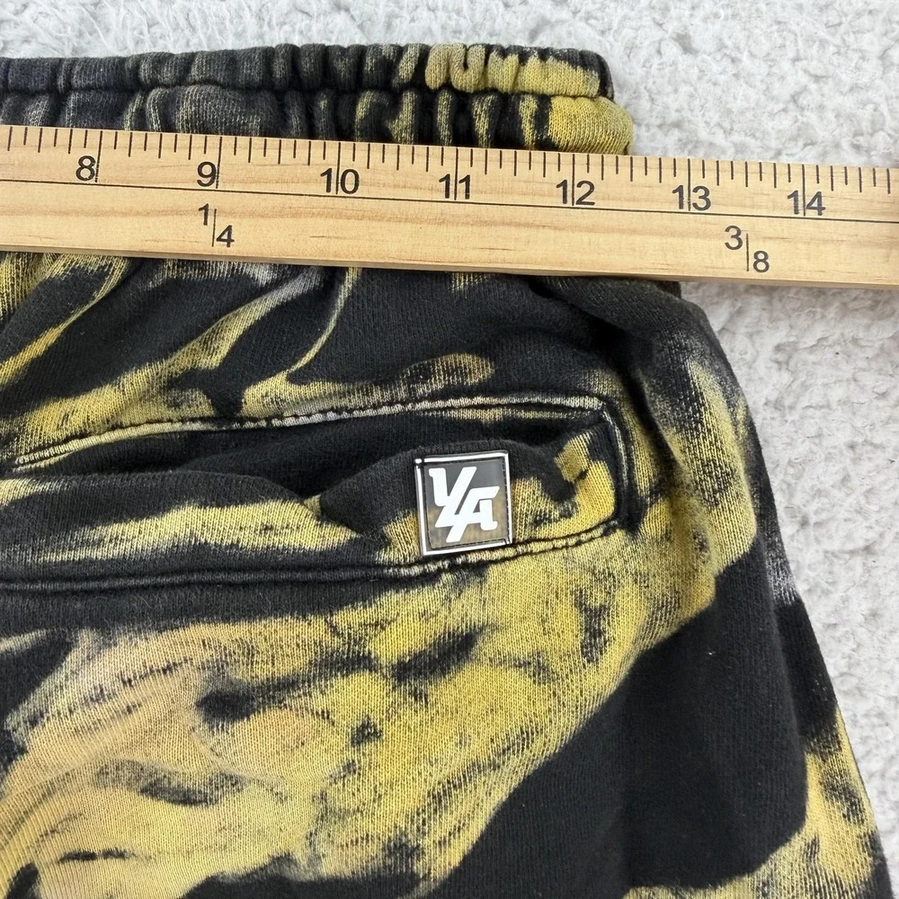 YoungLA Sweatpants Mens Small Black Tie Dye French Terry Jogger Pants Zip Pocket